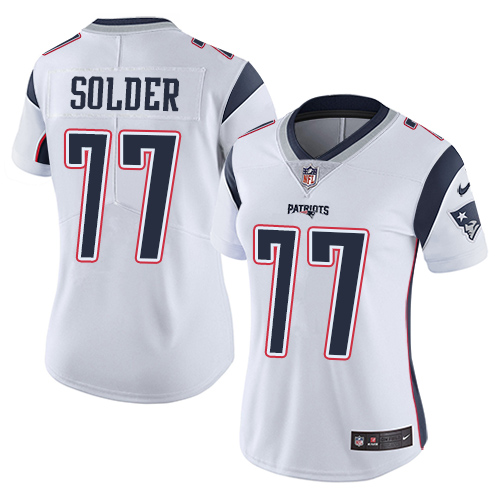 Nike Patriots #77 Nate Solder White Women's Stitched NFL Vapor Untouchable Limited Jersey
